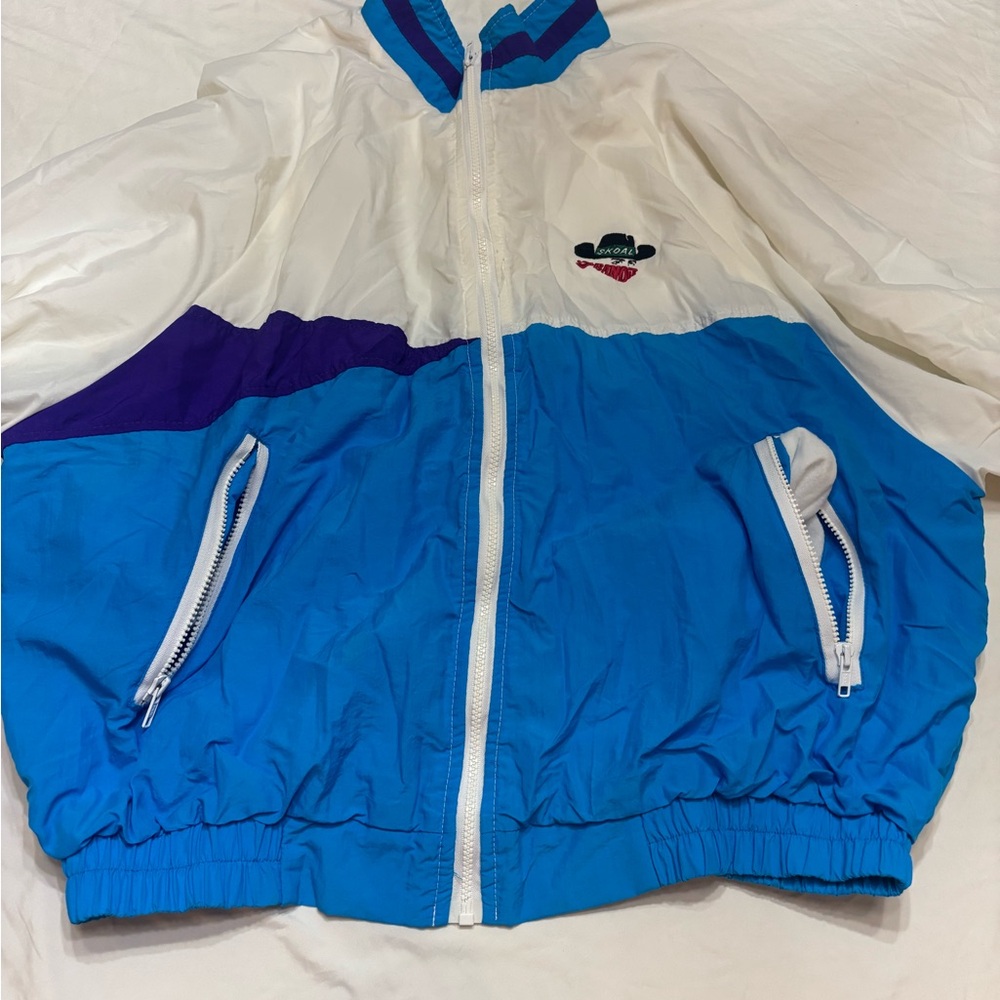 VTG 80s 90s Rare Skoal Bandit Tobacco Men’s XL Windbreaker Zip Up White Jacket